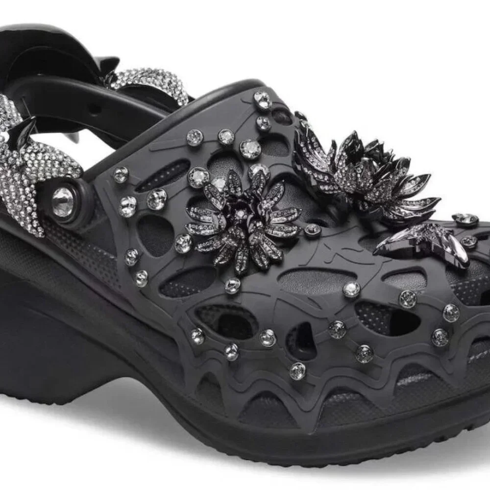 Crocs x Swarovski Platform Bae Clog Crystals Black Collab - Picture 1 of 5